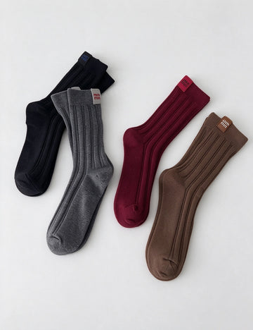 Solid Rib Knit Socks - DippedShop Wholesale - #0019