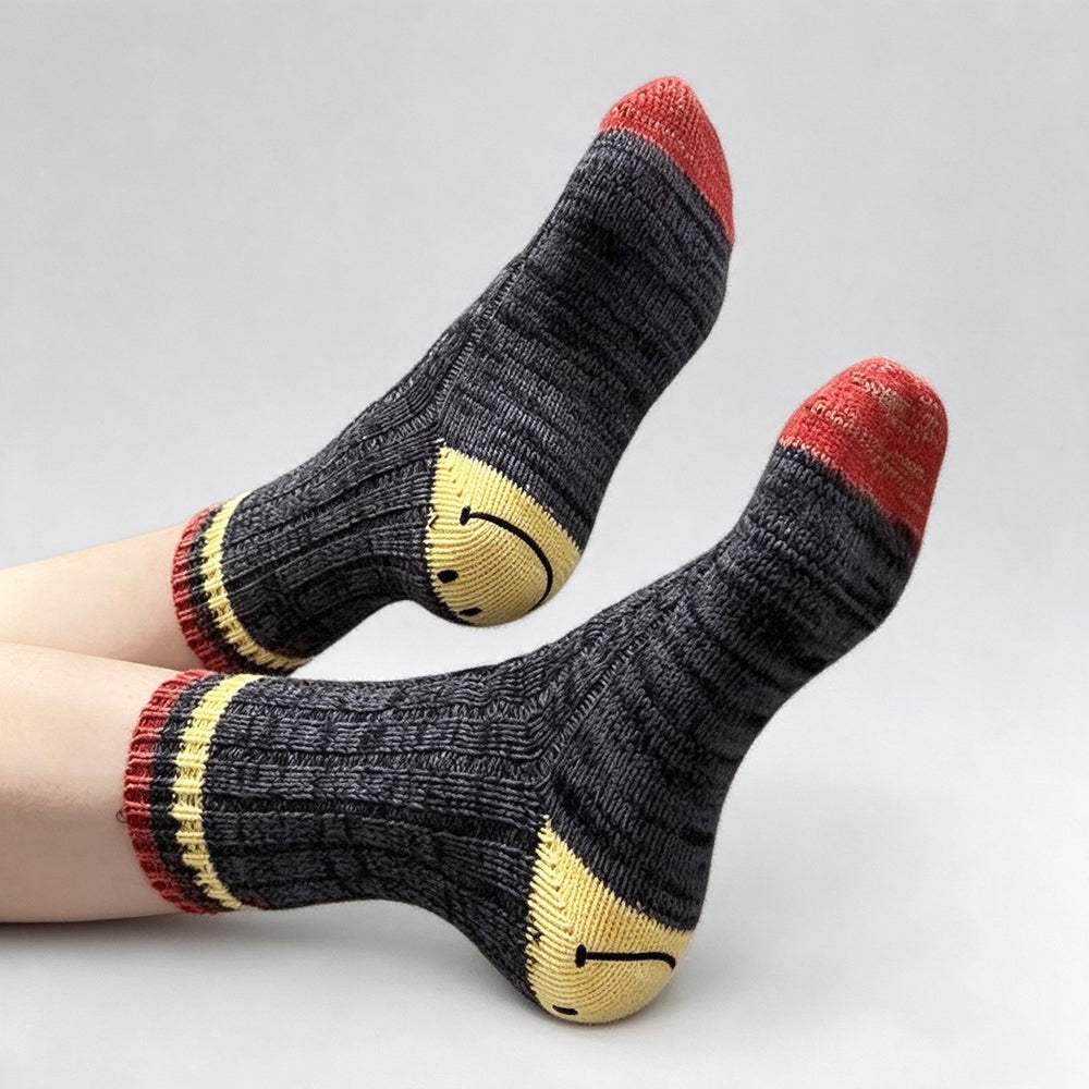 Cute Color Block Smiling Face Pattern Socks 6W8FSO1002