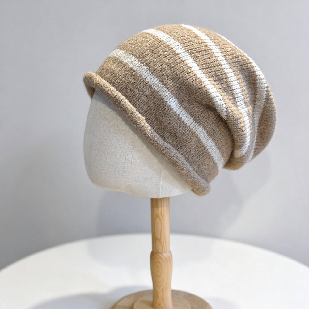 Two Tone Striped Slouchy Beanie - DippedShop Wholesale - #6211