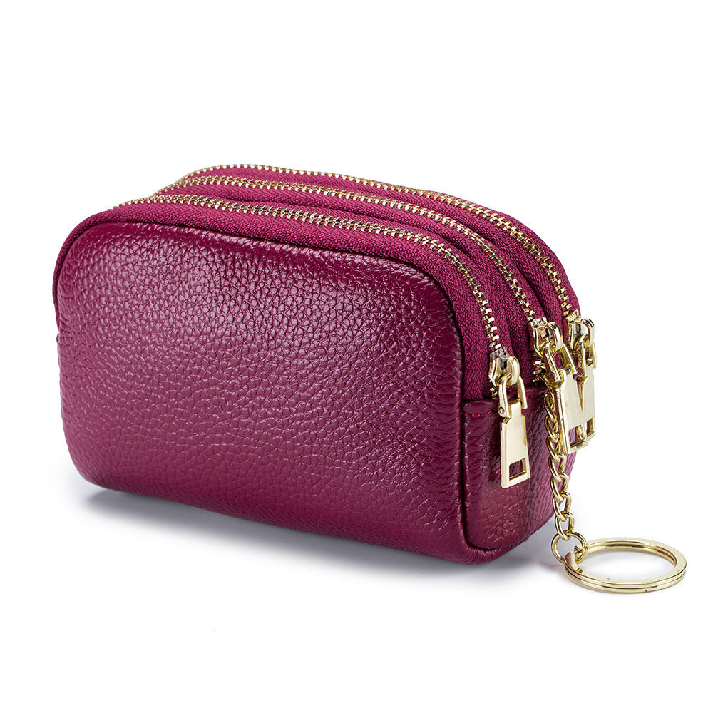 Cute Double Zipper Mini Leather Coin Purse 6W10BWB302