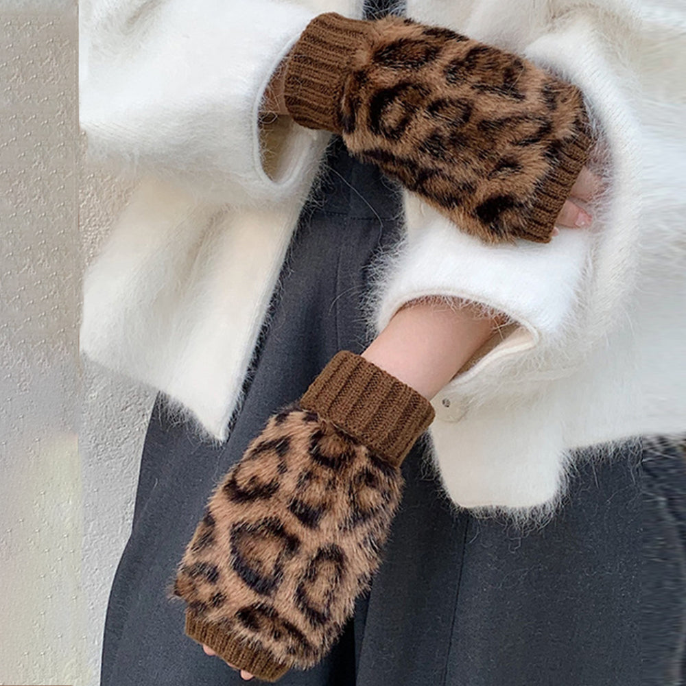 Faux Fur Fingerless Gloves - DippedShop Wholesale - #4371