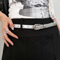 Fashion Solid Color Metal Buckle Skinny Belt 6W6JBT192