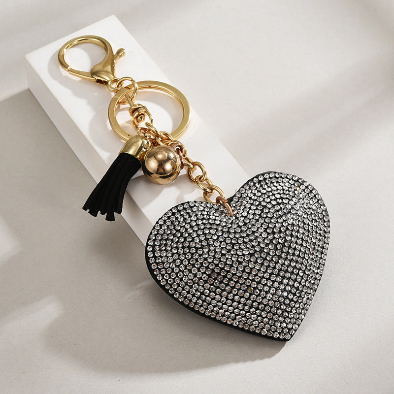 Rhinestone Heart Tassel Bag Charm - DippedShop Wholesale - #2035