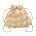 Simple Plaid Ruched Drawstring Bucket Crossbody Bag 6W10BBG1809