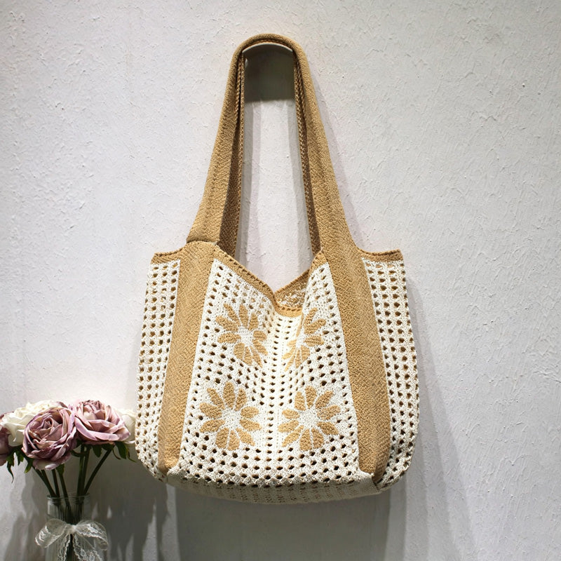 Casual Hand-Crochet Hollow Flower Tote Bag 6W10BBG1776