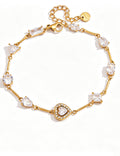 Cubic Zirconia Gold Plated Link Chain Bracelet 6W6JBR358
