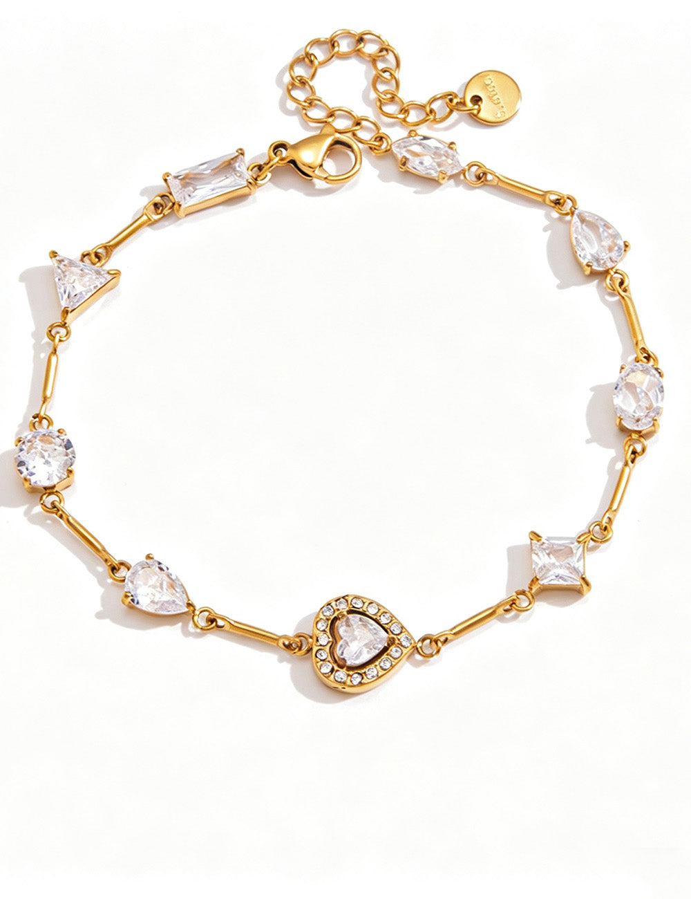 Cubic Zirconia Gold Plated Link Chain Bracelet 6W6JBR358