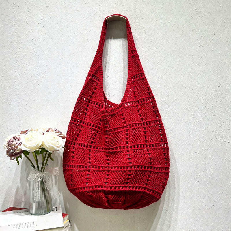 Casual Solid Color Hollow Beach Tote Bag 6W10BBG1779