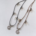 Handcrafted Daisy Flower Leather Cord Necklace 6W6JNC1012