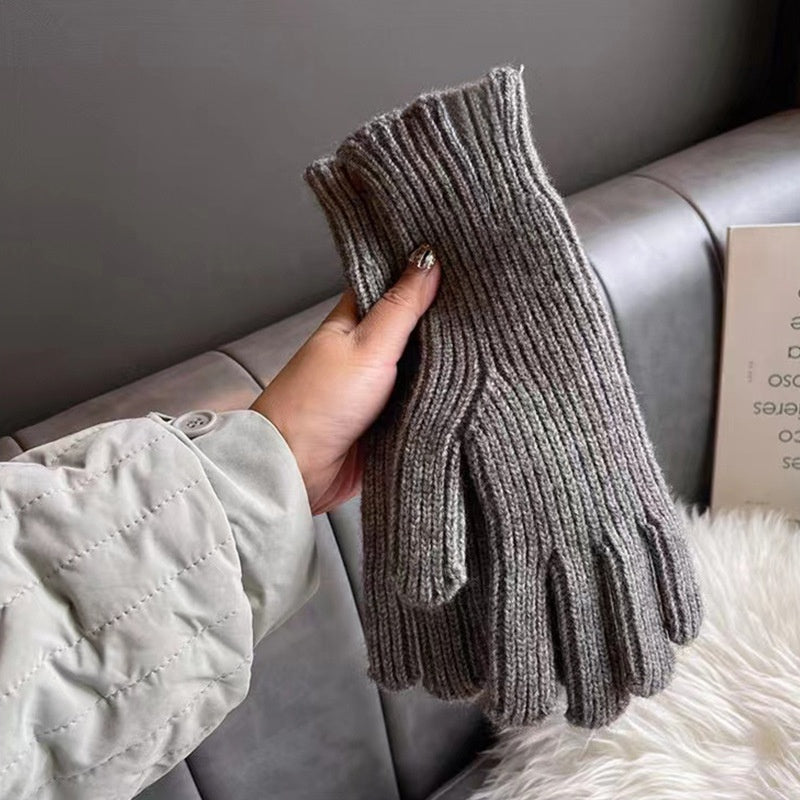 Solid Color Ribble Knit Touch Screen Gloves 6W6GLO92