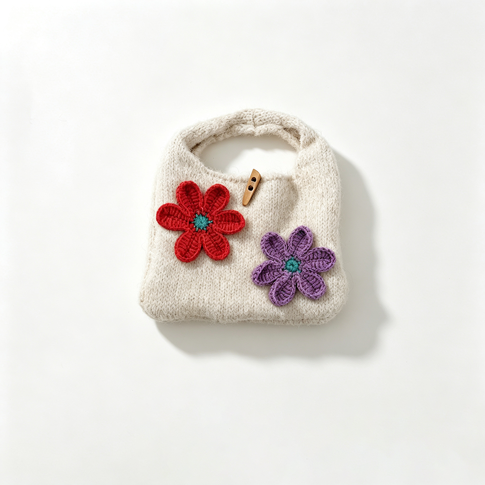 Cute 3D Floral Knitted Mini Tote Handbag 6W10BBG2107