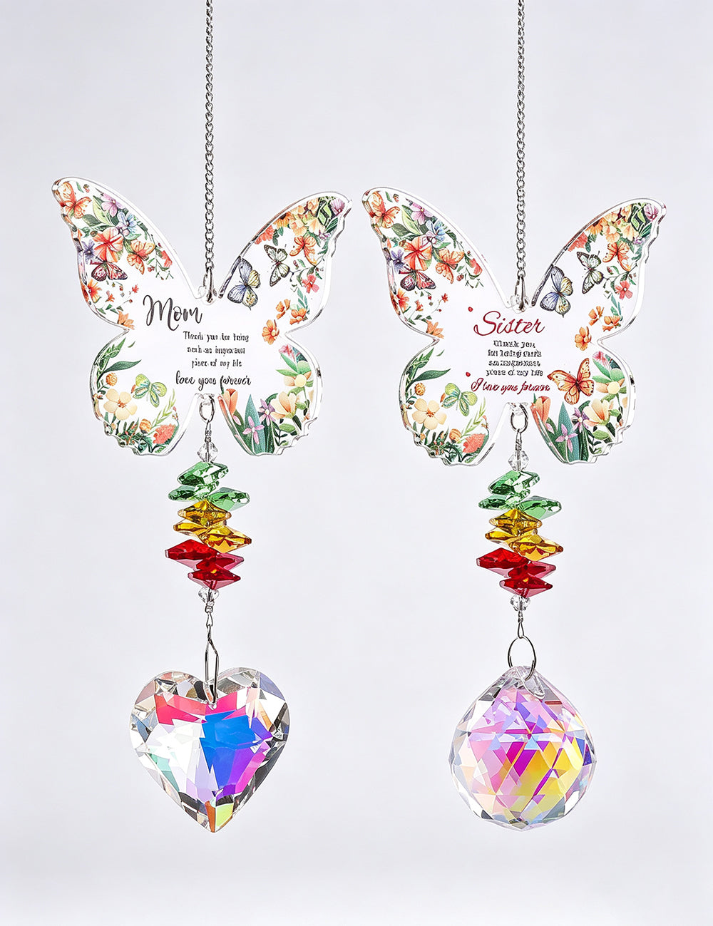 Colorful Butterfly Heart Crystal Hanging Sun Catcher 6H7HLS211