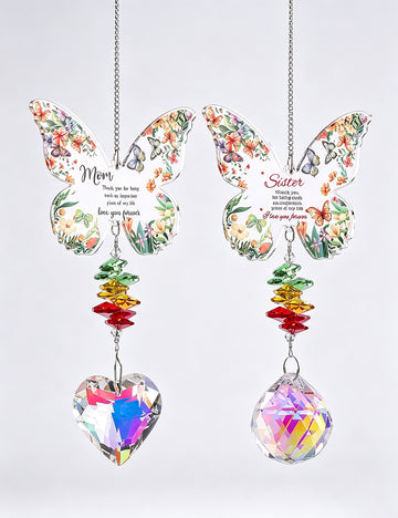 Colorful Butterfly Heart Crystal Hanging Sun Catcher 6H7HLS211