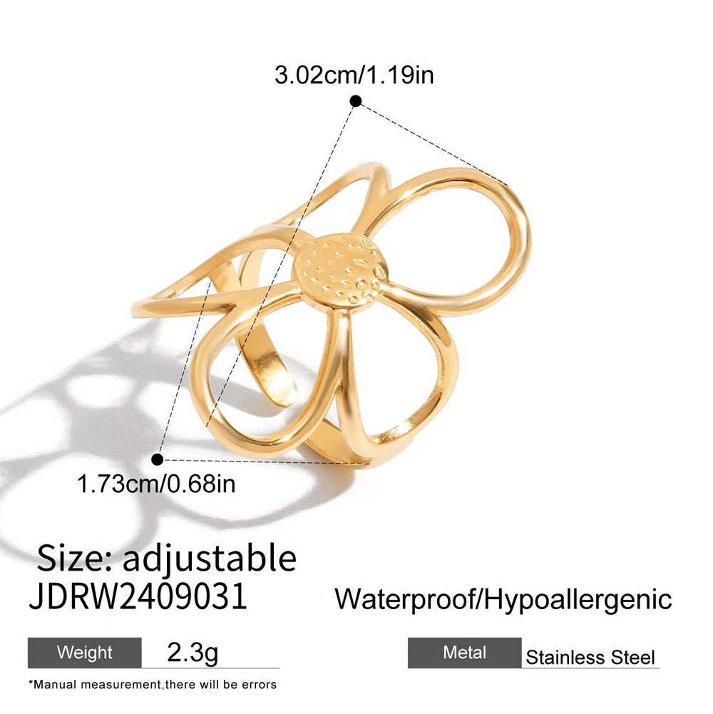 Hollow Flower Open Ring - DippedShop Wholesale - #0211
