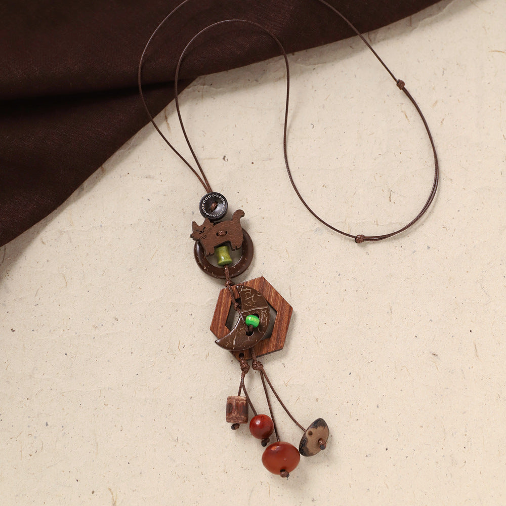 Coconut Shell Pendant Necklace - DippedShop Wholesale - #3651