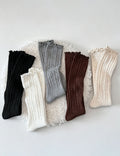 Elegant Diamond Knit Lace-Trim Mid-Calf Socks 6W8FSO694
