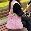 Trendy Solid Color Hand-Crochet Tote Bag 6W10BBG1775