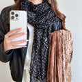 Vintage Cotton Linen Polka Dot Long Scarf 6W6NSC228