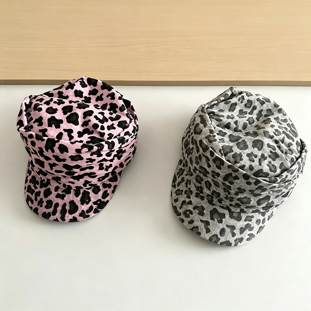 Fashion Ruched Leopard Print Flat Baseball Cap 6W6HAT795