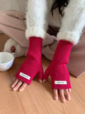 Simple Solid Color Fingerless Thicken Gloves 6W6GLO89