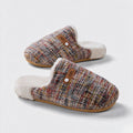 Vintage Plaid Fleece-Lined Indoor Slippers 6W8FSP287