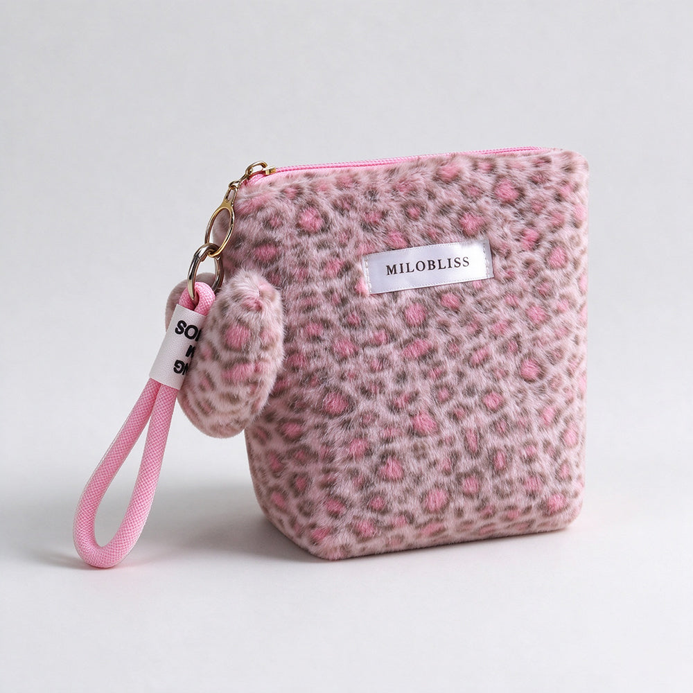 Vintage Leopard Pattern Plush Cosmetic Bag 6C5CO269