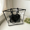 2-Piece Color Contrast Heart Clear Jelly Tote Bag 6W10BBG2130
