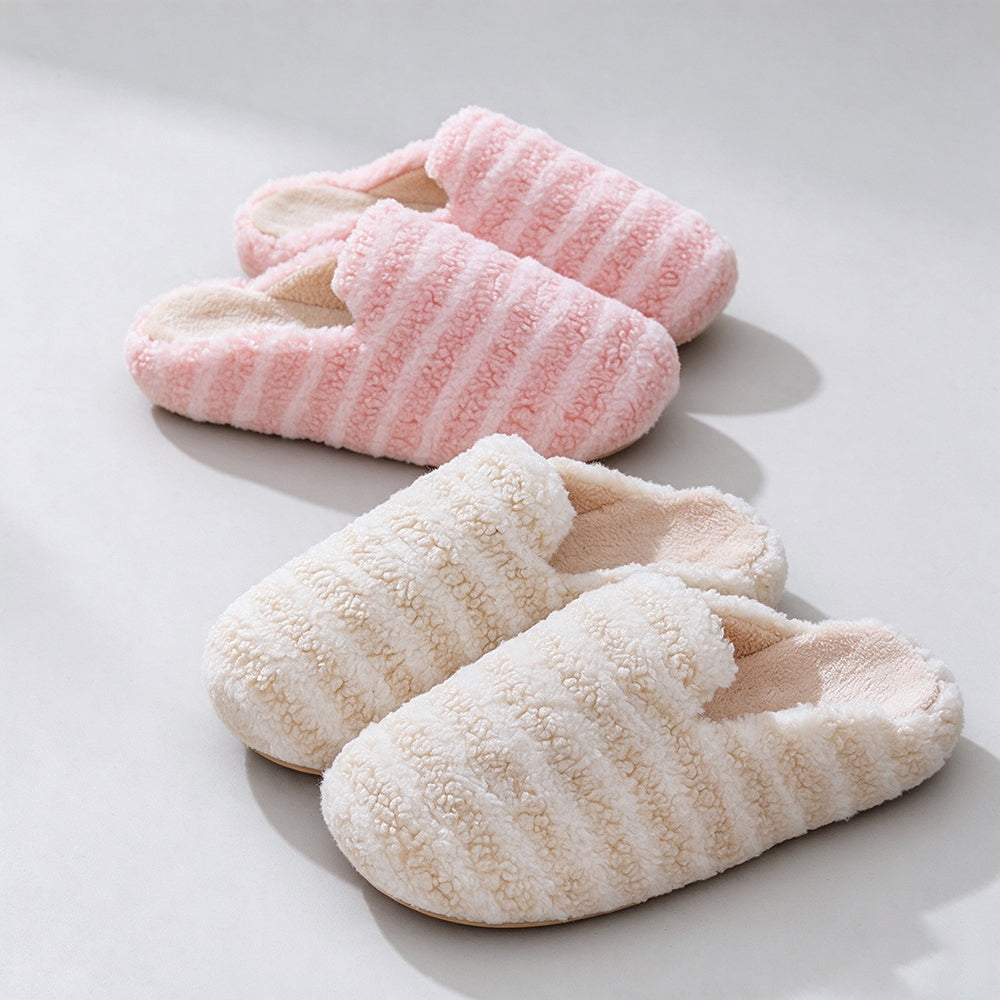 Fresh Striped Thicken Plush Warm Slippers 6W8FSP295