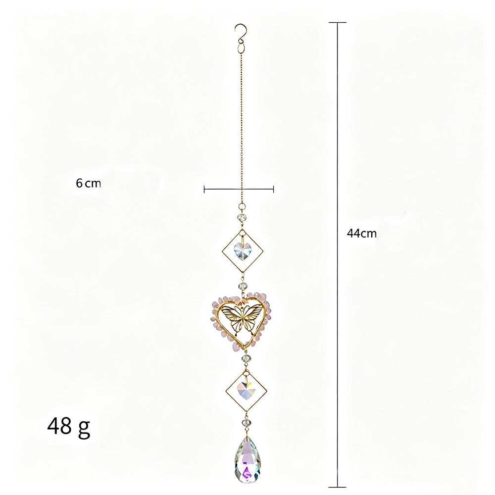 Crystal Stone Wrapped Heart Butterfly Hanging Suncatcher 6H7HLS213