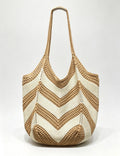 Casual Color Block Hollow Woven Tote Bag 6W10BBG1784