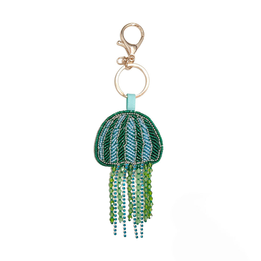 Stylish Rhinestones Beaded Jellyfish Pendant Bag Charm 6W10BBC812