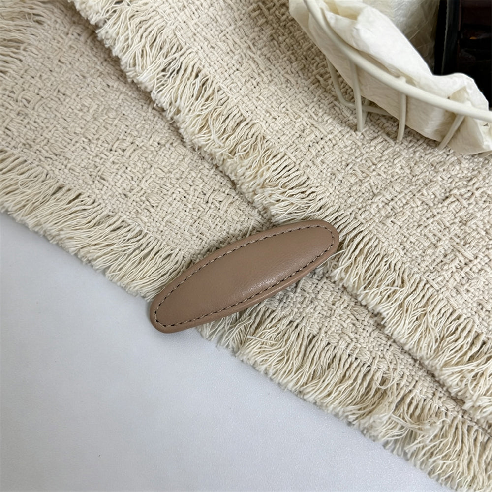 Simple PU Leather Rectangle Snap Hair Clip 6W6HCP1624