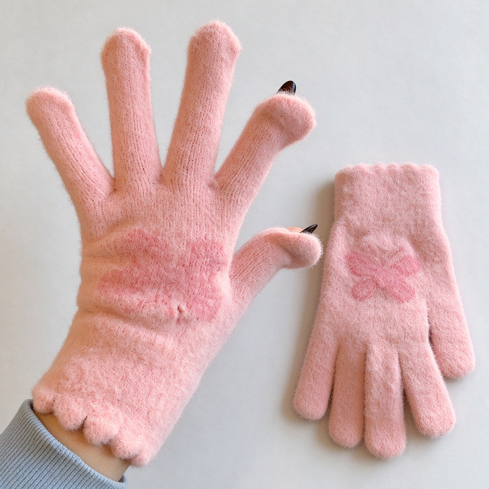 Butterfly Print Touchscreen Knit Gloves - DippedShop Wholesale - #0883