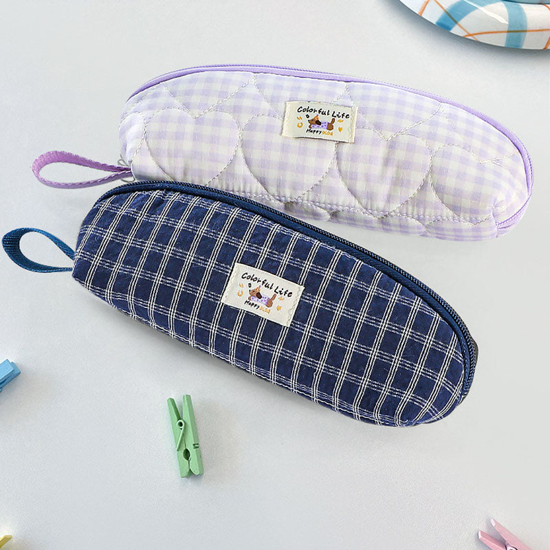 Cute Plaid Puppy Pattern Portable Pencil Case 6S10BOB1063