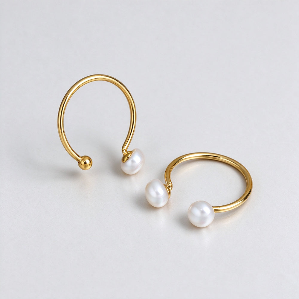 Pearl Gold Plated Open Ring - DippedShop Wholesale - #6355
