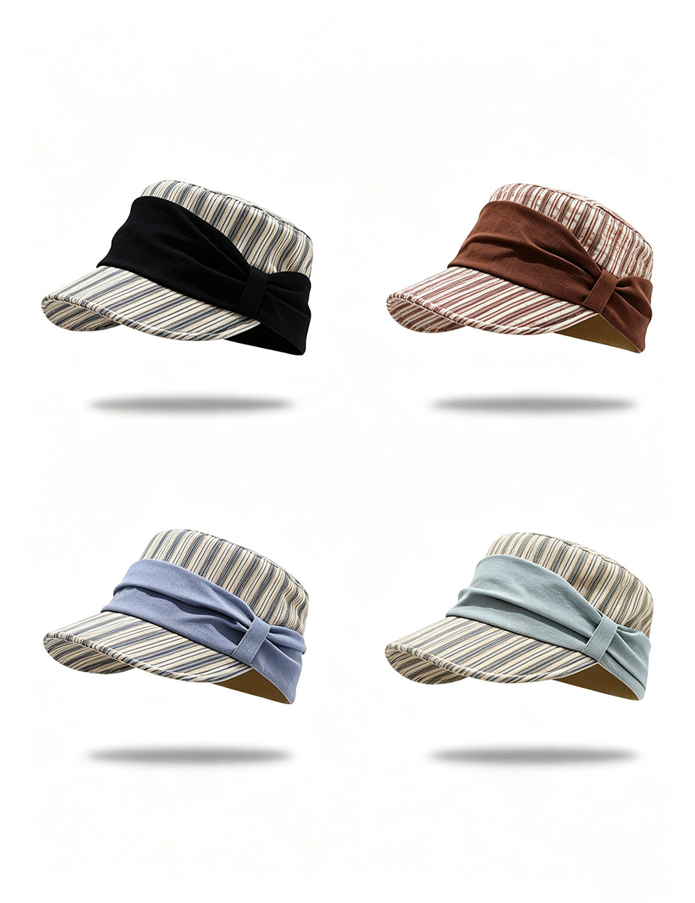 Striped Bow Foldable Wide Brim Hat 6W6HAT791