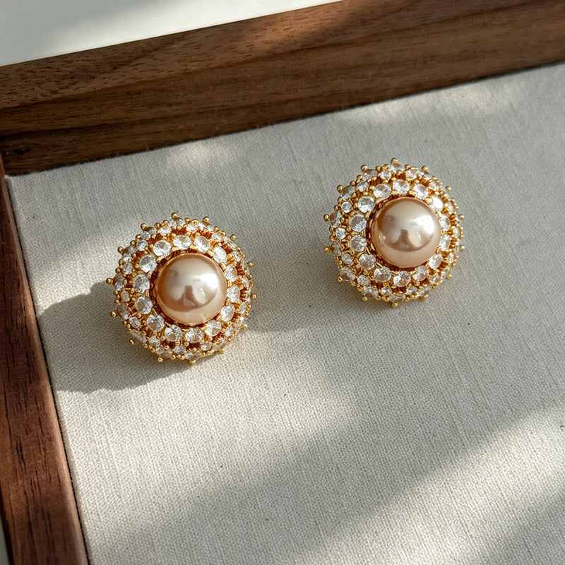 Dainty Rhinestone 3D Floral Dangle Stud Earrings 6W6JER563