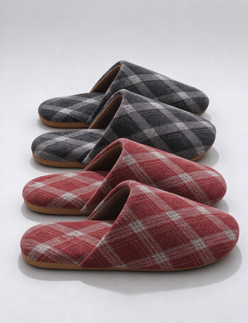 Color Contrast Plaid Soft Non-Slip Indoor Slippers 6W8FSP292