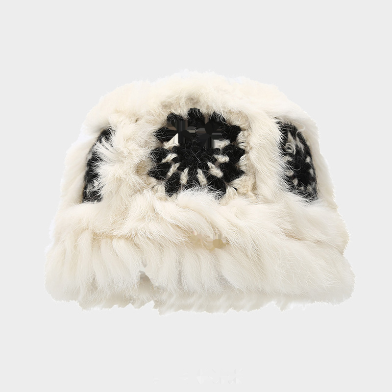 Stylish Hand Crochet Fur Bucket Hat 6W6HAT676