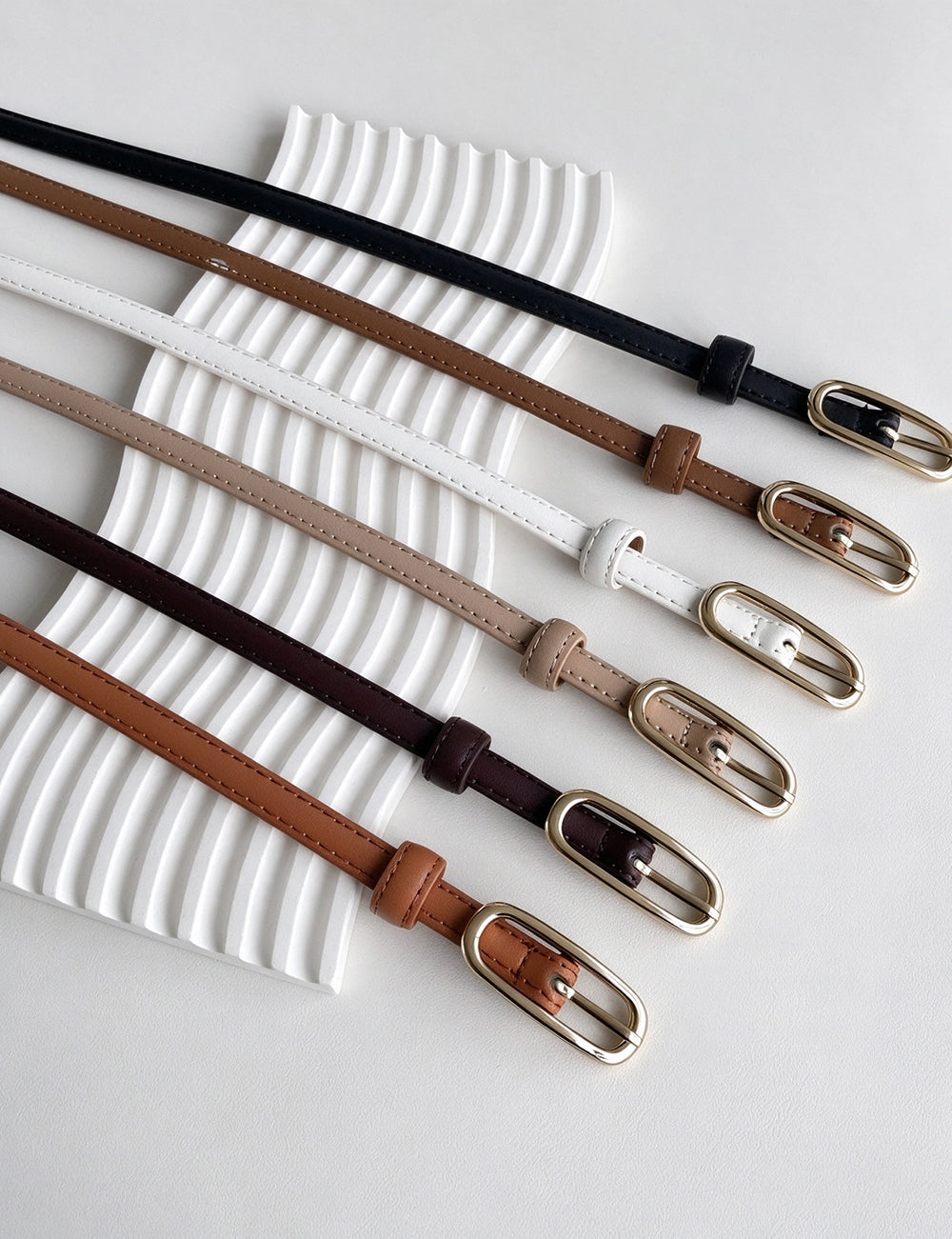 Minimalist Solid Color Skinny PU Leather Belt 6W6JBT189