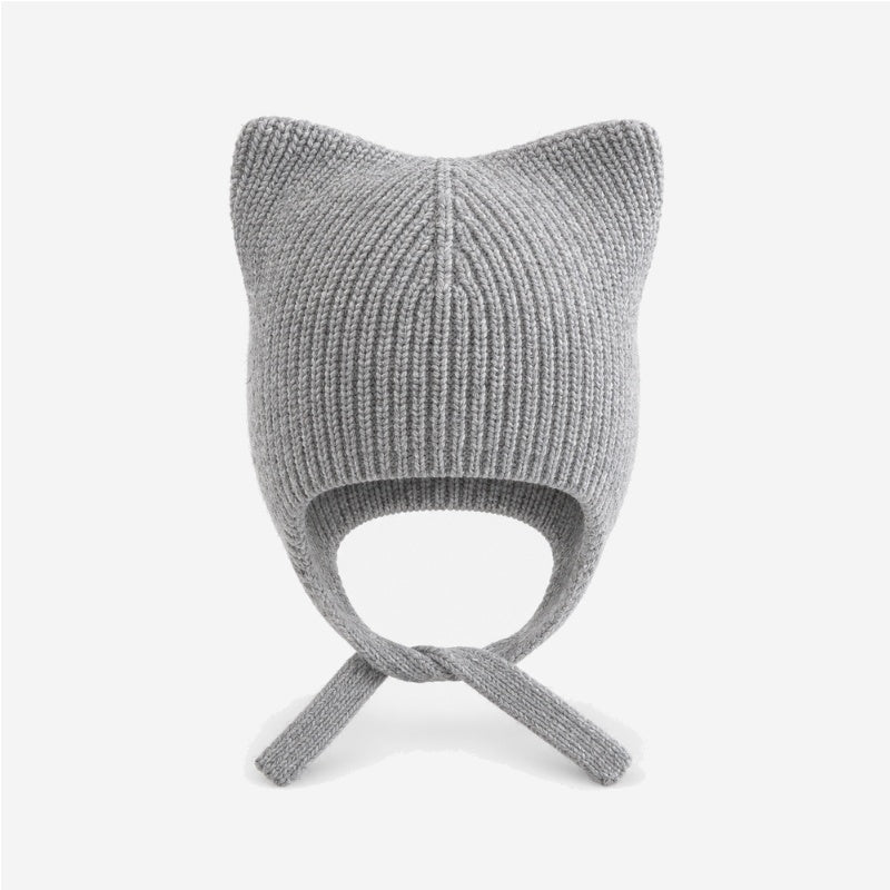 Simple Solid Color Cat Ears Earflap Knit Beanie 6W6HAT635
