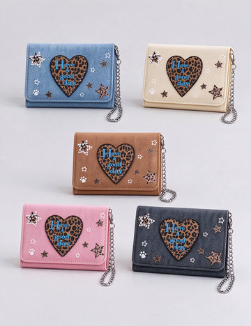 Leopard Print Heart Wallet - DippedShop Wholesale - #9091