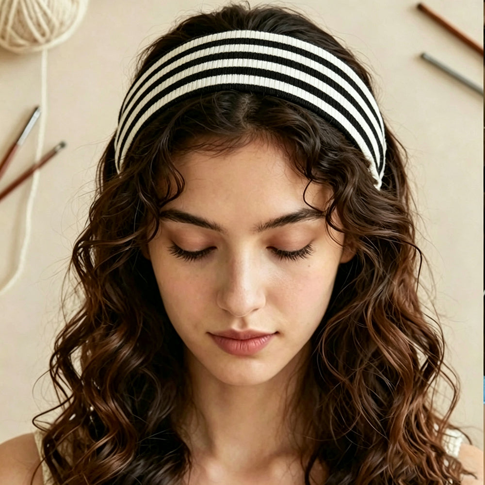 Striped Knit Wide Headband - DippedShop Wholesale - #3283