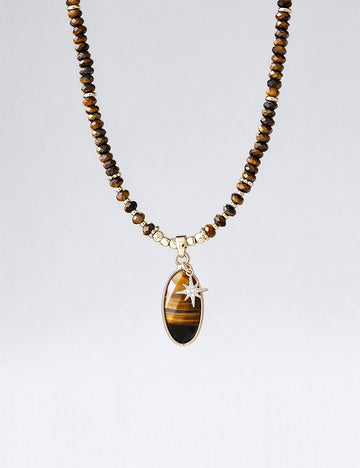 Tiger Eye Beaded Necklace - DippedShop Wholesale - #2723