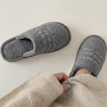 Simple Letter Embroidery Plush Non-Slip Warm Slippers 6W8FSP286