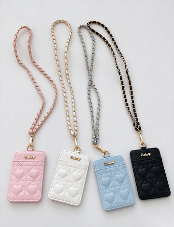 Quilted Heart Card Wallet - DippedShop Wholesale - #4979