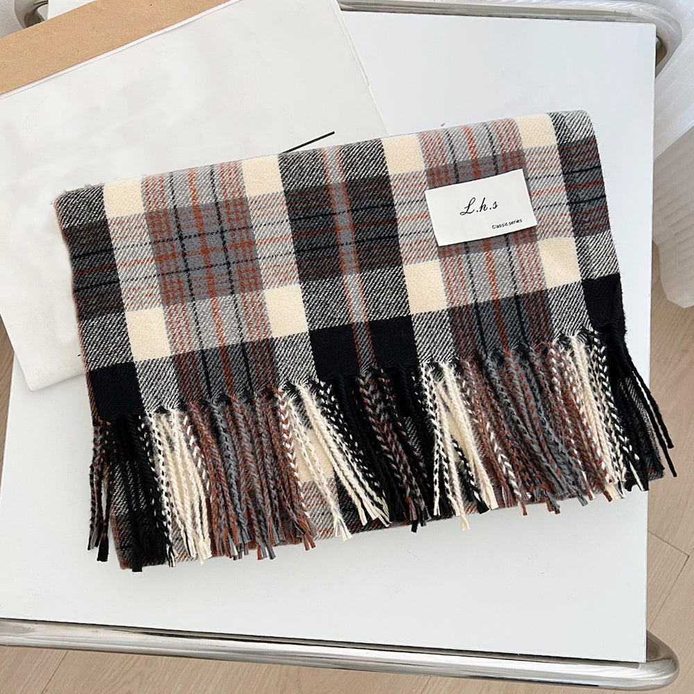 Plaid Tassel Shawl Scarf - DippedShop Wholesale - #1715