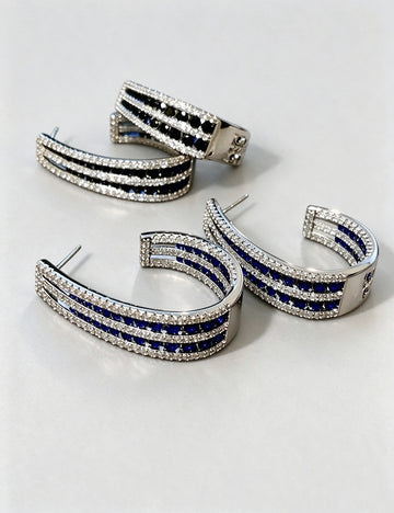 C-Shaped Zirconia Stud Earrings - DippedShop Wholesale - #2403