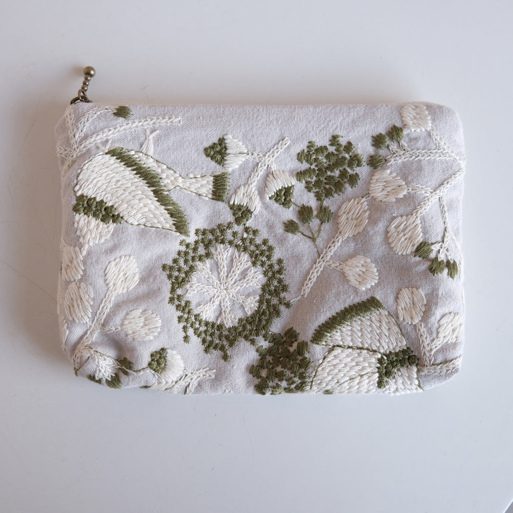 Trendy Floral Embroidery Portable Cosmetic - DippedShop Wholesale - #4579