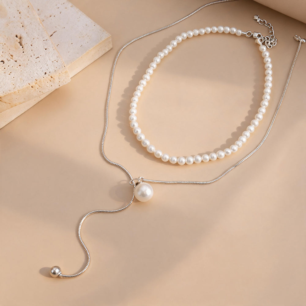 Double Layer Pearl Necklace - DippedShop Wholesale - #0499